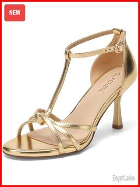 Women's Kitten Heel Sandals T-Strap Open Toe 3 Inch Heels